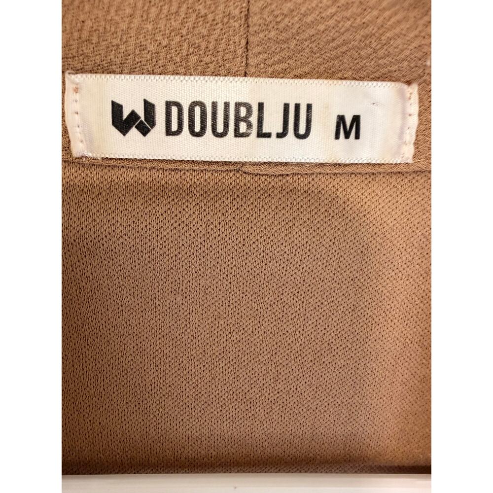 DoubLJU Taupe Draped Open Front Blazer Cardigan Lightweight M - Picture 4 of 7
